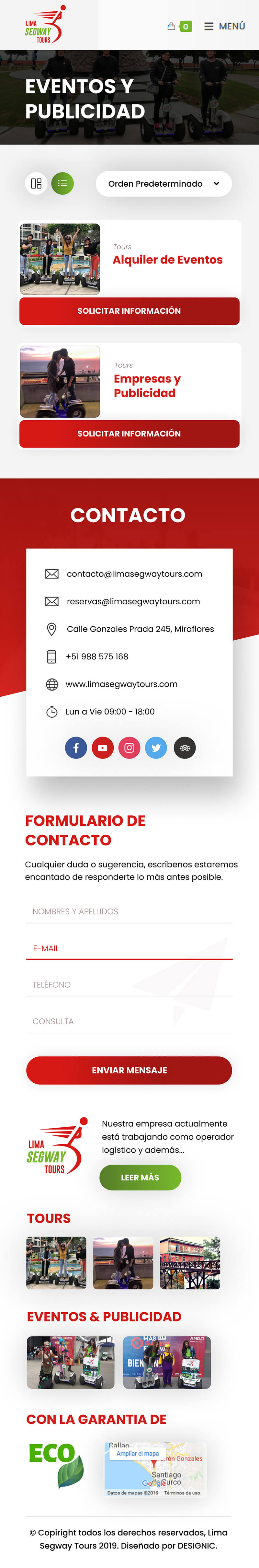 Screen Responsive - Lima Segway Tours Portafolio Designic