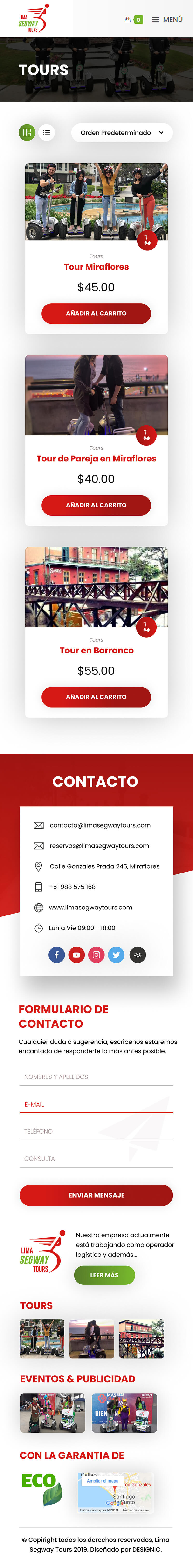 Screen Responsive - Lima Segway Tours Portafolio Designic